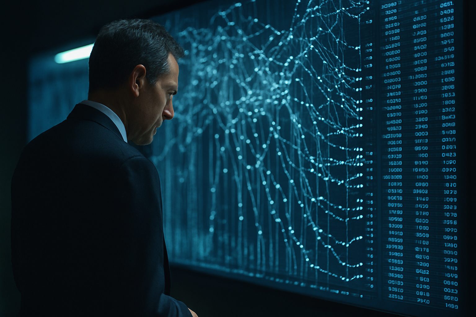 Bank of England facade with financial data screens visible through windows